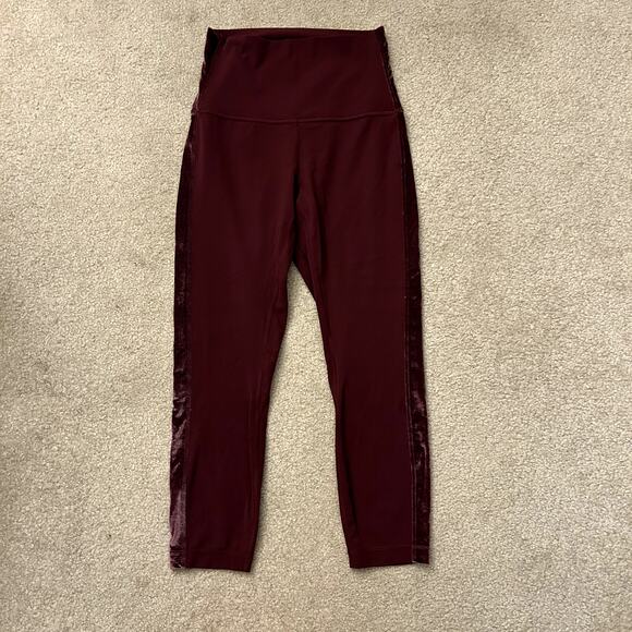 Lululemon Align Super High Rise Velvet Stripe Garnet Red Leggings Size 6 - Picture 4 of 8